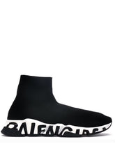 Cargar imagen en el visor de la galería, Balenciaga Speed Graffiti Trainers Black White
